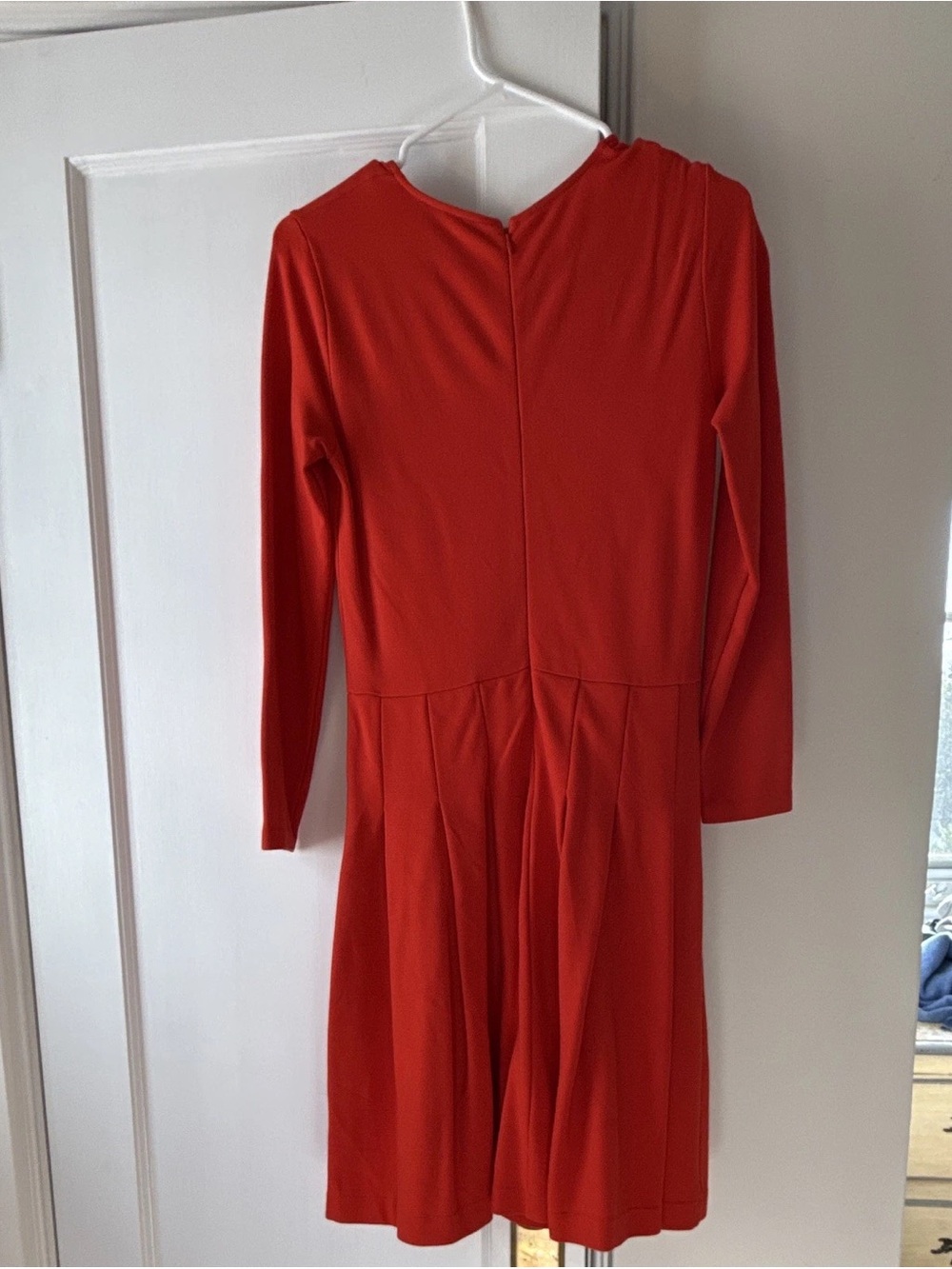 J. Crew Red Long-Sleeve Pleated Mini Dress